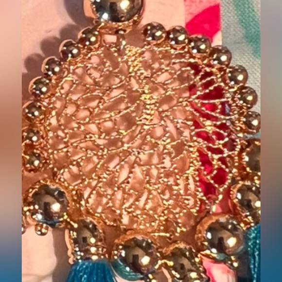 Lilly Pulitzer NWT Sea Dreamer Cumulus Blue Gold Tone Dangle Earrings (J025) - Picture 6 of 8